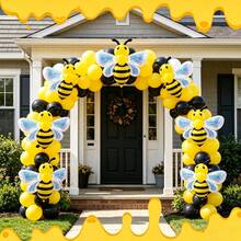 5pcs Colorful Bee Shaped Aluminum Foil Balloon Set, Theme Party Atmosphere Decoration Balloons - 多色 - 查看 2