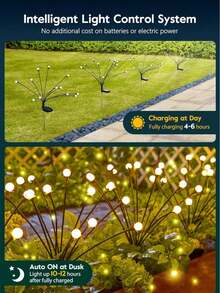 2pcs Solar Garden Lights, Star Burst Swaying Lights - Sway With The Wind, Outdoor Decorative Solar Lights, RGB Color Changing Lights, Suitable For Yard, Patio, Pathway Decoration - Solar - View 6