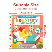 beartale Rooster Pull-Slide Interactive Busy Book, Toddler Early Education Toy, Wake-Up Board Book, Children's Fine Motor Travel Toy, Birthday, Back To School, Summer Holiday Gift, Suitable For Boys And Girls, Party Favor, Teaching Aid Tool - Multicolor - View 11