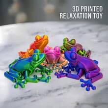 Dynamic Long-Legged Articulated Frog Toy Statue, 3D Printed Multi-Joint Poseable Fidget Toy, Stress Relief Toy, Random Color Stripes - Multicolor - View 8