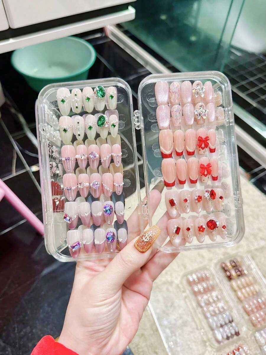 1pc Portable Nail Art Storage Box, Multi-Layer Nail Polish Organizer, Includes Nail Art Tape Set, Essential For Nail Artists, Compact Travel Nail Art Storage Box, Nail Art Tool Set