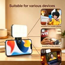 1 buah Lampu Selfie Portabel, Lampu Pengisi LED Jepit, Lampu Rias, Cocok untuk Fotografi Olahraga - Desain Ringkas, 3 Mode Pencahayaan/Suhu Warna Ganda, Kecerahan dan Sudut yang Dapat Diatur, Antarmuka USB, Cocok untuk Laptop/Smartphone/Tablet/Rapat Zoom/Riasan, Juga Cocok untuk Selfie dan Siaran Langsung, Hadiah Liburan Mini, Lampu Kecantikan Fotografi - A - View 4