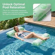4-In-1 Multifunctional Inflatable Water Hammock, Water Pool Floating Hammock Suitable For Adult Pool, Beach And Other Water Activities, Multifunctional PVC Pool Float, Lounge Chair And Drifting Function, Perfect For Travel And Home Swimming Pool - Multicolor - View 3