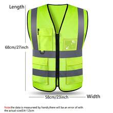 Reflective Safety Vest With Pockets And High Visibility, Suitable For Traffic, Nighttime Construction, Outdoor Running, Cycling, And Sports. - Lime Green - View 9