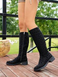 Plus Size Slip-On Boots - Black - View 3