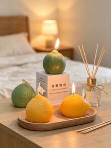 1pc Lemon Scented Candle, Lemon Fragrance, Home Decor Candle, Suitable For Valentine's Day, Wedding, Birthday, Bedroom, Bathroom And Decoration - Multiple Styles - View 3