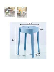 1 Nordic-Style Plastic Round Stool, Stackable For Home Use, Thickened Non-Slip Four-Legged Dining Chair. - Baby Blue - View 7
