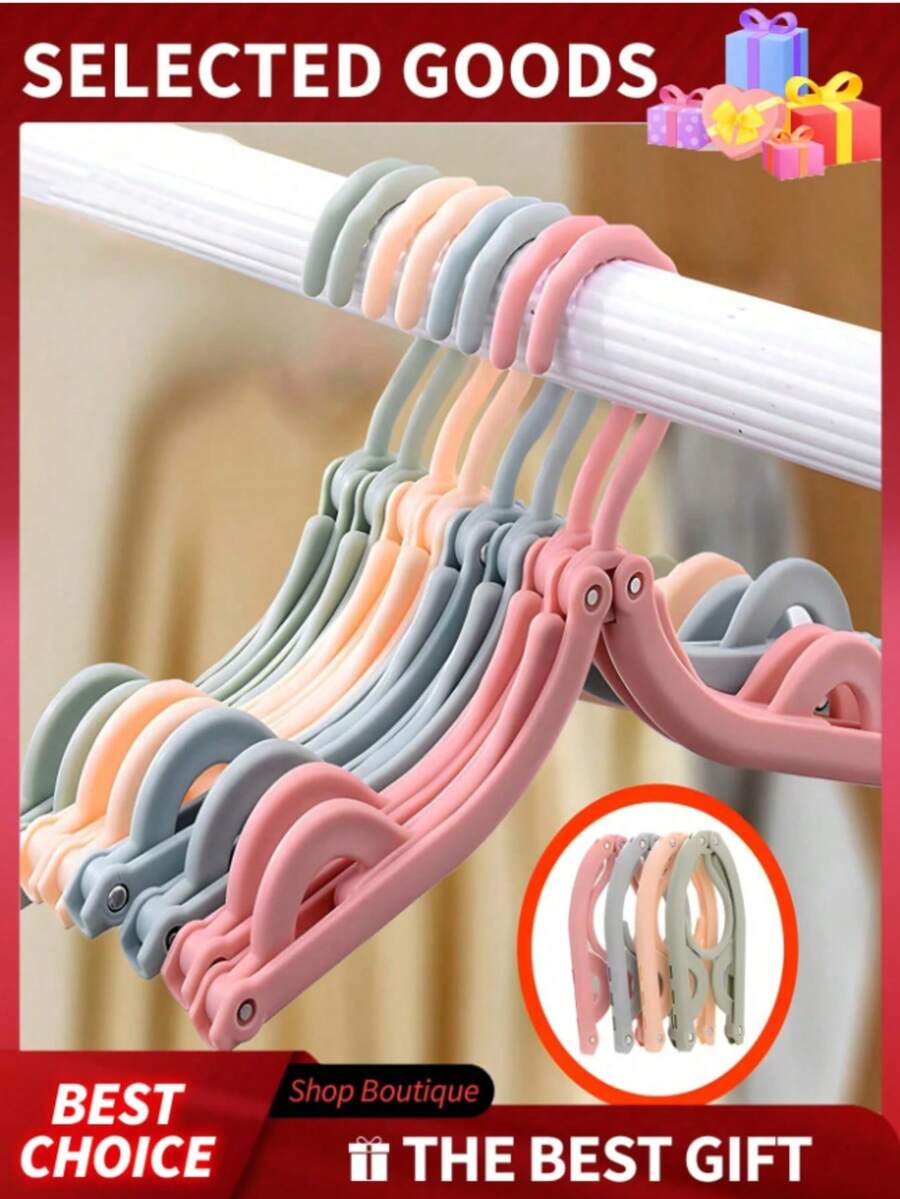 12 piezas Perchas plegables para viaje, estante de secado de sujetadores antideslizante que ahorra espacio, ganchos de ropa portátiles de tamaño de bolsillo, adecuados para uso en viajes y en el hogar, color aleatorio