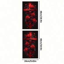 Red Rose Cross Pattern Glossy Car Sticker, For Vehicle Decoration, B-Pillar Protective Film Decal - Decorative Stickers - View 7