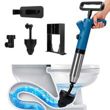 1 Set Manual High Pressure Pneumatic Drain Clog Remover, Heavy Duty Stainless Steel Toilet Snake Air Pressure Plunger, Unblocker Tool For Toilet, Kitchen Sink, Floor Drains - Variant 1 - View 2