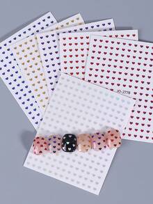 2pcs Mini Red Heart Metal Nail Art Stickers Heart Print Metallic Red Nail Decals Valentine's Day Holiday Nail Decals Self Adhesive 3D Manicure Decoration Accessories For Women&Girls Salon DIY - Red - View 8