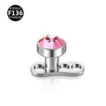 1 Set F136 Titanium Alloy 5A Flat Bottom Czech Cubic Zirconia Skin Piercing Stud Clavicle Implant Piercing Jewelry 3-5mm - Nail Embedment (1 Set) - View 13