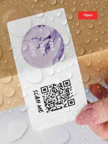 1/10/40/100/160 قطعة ملصقات شعار وملصقات رمز QR - ملصقات شكر على طلبك - تصميم قابل للتخصيص، شعار ونص كود مسح وسائل التواصل الاجتماعي، ملصقات مقاومة للماء، فينيل، لوازم تغليف الأعمال الصغيرة - شفاف - مشاهدة 30