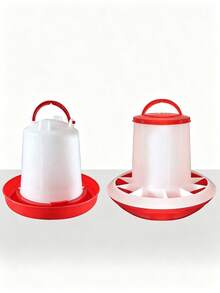 Automatic Pet Feeding And Watering Set, 160ml/1KG/2KG Capacity, Suitable For Chickens, Pigeons, Quails And Other Poultry, Livestock Feed Trough And Water Bucket, Unattended Feeding And Watering Equipment - Red and White - View 8