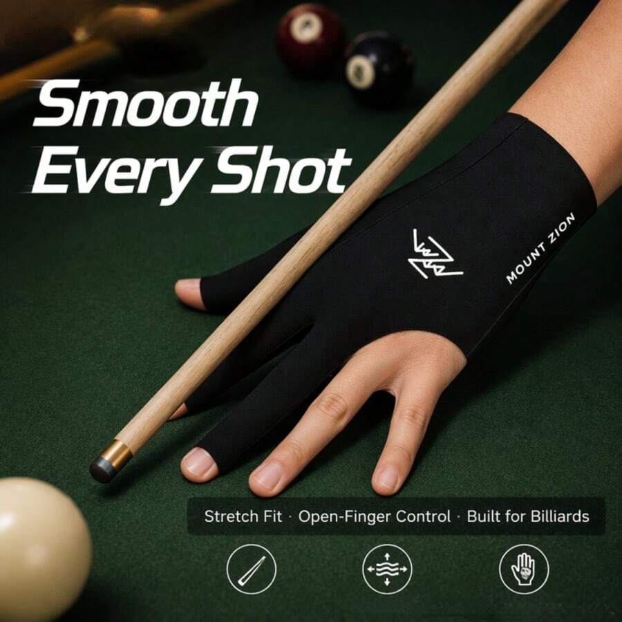 Lightweight Breathable 3-Finger Billiard Glove, Smooth Sweat-Resistant Reduces Friction For Cue Stroke, Unisex Professional Table Tennis Practice And Competition Hand Protection Glove