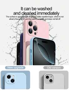 VRNOEI Deep Blue Slim Fashion Straight Edge Phone Case, Lens Protection Design, Shockproof Function, Compatible With IPhone 11 12 13 14 15 16 17 Pro Max - Dark Blue - View 5
