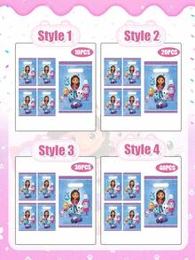 MASSDI Gabby Dollhouse Party Favor Bags, Cartoon Themed Goodie Treat Bags With Die Cut Handles For Birthday Party, Baby Shower, Festival Celebration, Party Decorations, Candy Gift Bags For Guests, Party Supplies For Themed Events, Pink Sparkle Design - Handbag - View 7