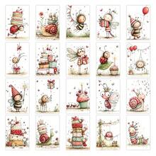 20 Sheets Whimsical Watercolor Cute Bug Birthday Postcards Pack, Neutral Bee Snail Spider Garden Critter Cards For Birthday Invitations, Shower Handwritten Gift Notes & Wall Decor - View 4