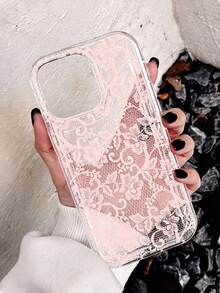 1件 粉色蕾絲氣墊手機殼 全包覆 TPU 適用於 iPhone 17/17Pro/17ProMax/16/16Pro/16ProMax/15/15Pro/15ProMax/14/13/12/11 - 粉色 - 查看 6