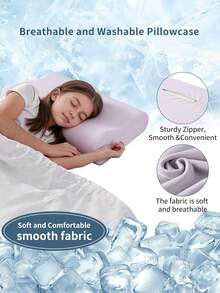 1pc Memory Foam Neck Pillow – Ergonomic Contour Cervical Pillow For Neck & Shoulder Support, Comfortable Sleeping Pillow For Home & Hotel - Mauve Purple - View 4