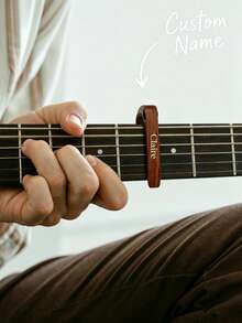 Customized Text Guitar Capo, Personalized Metal Wood Grain Guitar Capo, Suitable For Electric Guitar And Acoustic Guitar, Birthday Gift, Ukulele, Father's Day Gift, Boyfriend Gift, Anniversary, Husband Gift - Multicolor - View 5
