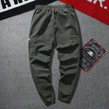 Men's Spring/Autumn Loose Cargo Pants, Brand Multi-Pocket Durable Style, Tapered Leg, Effortlessly Create Daily - Army Green - View 4