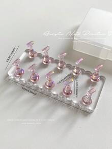 3D Resin Acrylic Rectangular Right-Angle Ripple Base Nail Art Display Stand With Aurora White, Purple, Pink, Champagne, Alloy Gold And White K Finger Holder Practice Tray Set, Korean-Japanese Style Floral Laser DIY For Home, Outdoor, Women, Mom, Sister, Wife, Girlfriend, Wedding, Nail Salon, Beauty Parlor, Valentine's Day - Multicolor - View 10