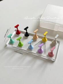 3D Resin Acrylic Rectangular Right-Angle Ripple Base Nail Art Display Stand With Aurora White, Purple, Pink, Champagne, Alloy Gold And White K Finger Holder Practice Tray Set, Korean-Japanese Style Floral Laser DIY For Home, Outdoor, Women, Mom, Sister, Wife, Girlfriend, Wedding, Nail Salon, Beauty Parlor, Valentine's Day - Multicolor - View 18
