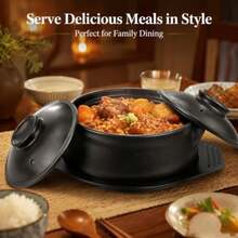 1 Pcs Korean Stone Pot Clay Cooking Pot Set, 38 Oz Heat Resistant Ttukbaegi, Ceramic Dolsot Bowl With Lid And Trivet, Ideal For Bibimbap, Korean Soup, Stew, Ramen And Rice - View 7