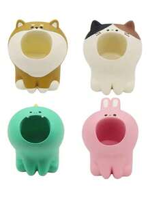 Cute Eating Cat Desktop Storage Pen Holder, INS Style Girly Mini Paper Clip Organizer, Student Office Creative Cartoon Animal Pen Holder, Multifunctional Desktop Decor - Multicolor - View 8