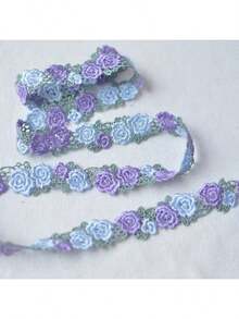 1碼玫瑰花蕾絲混色刺繡水溶性蕾絲飾邊，適用於衣物與旗袍裝飾 - 彩色 - 查看 53