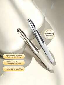 1PC Professional High-Precision Tweezers, Stainless Steel Hair Removal Tool, Suitable For Men's Stubble, Beard, Eyebrows And Facial Care, With Storage Box - Multicolor - View 5