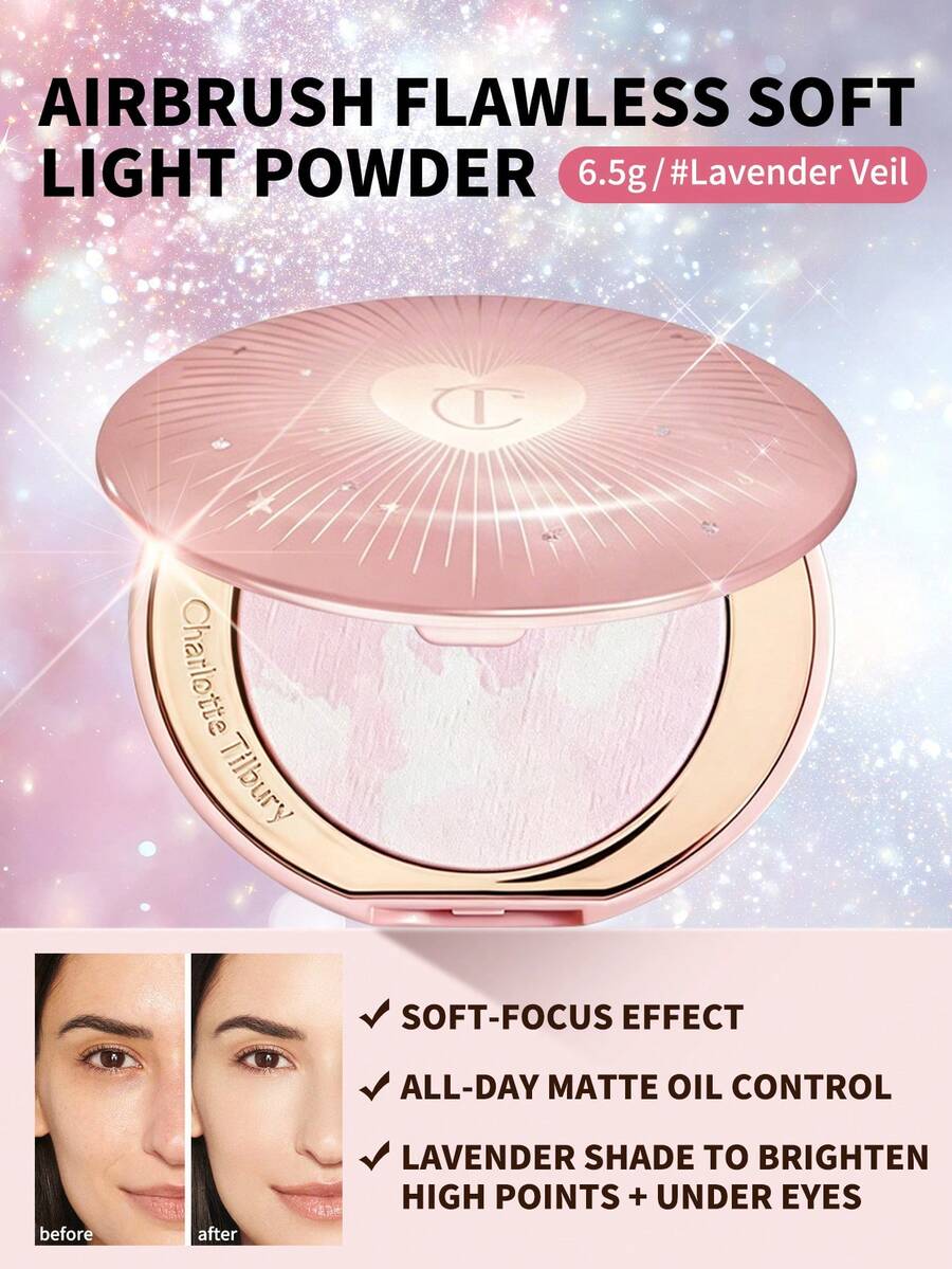 CHARLOTTE TILBURY FLAWLESS 柔焦定妝粉 紫色 淨重 6.5g E 0.22 Oz. - LAVENDER VEI - 查看 1