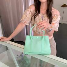 Borsa in PVC trasparente, borsa da spiaggia estiva, borsa impermeabile, borsa a tracolla con catena, borsa a tracolla per donne - Giallo - Visualizzare 3