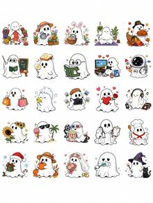 POKOJA LAND 50pcs Cute Ghost Waterproof Sticker Set, Halloween Aesthetic Ghost Decorative Stickers, Back To School Cute Ghost Gift Stickers, Suitable For Teenage Girls - Multicolor - View 6