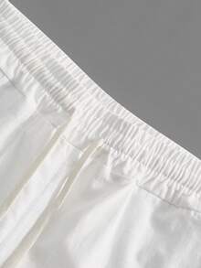 Men's Summer Bamboo Linen Drawstring Shorts, Loose Breathable Bermuda Casual Beach Vacation Pants - White - View 5