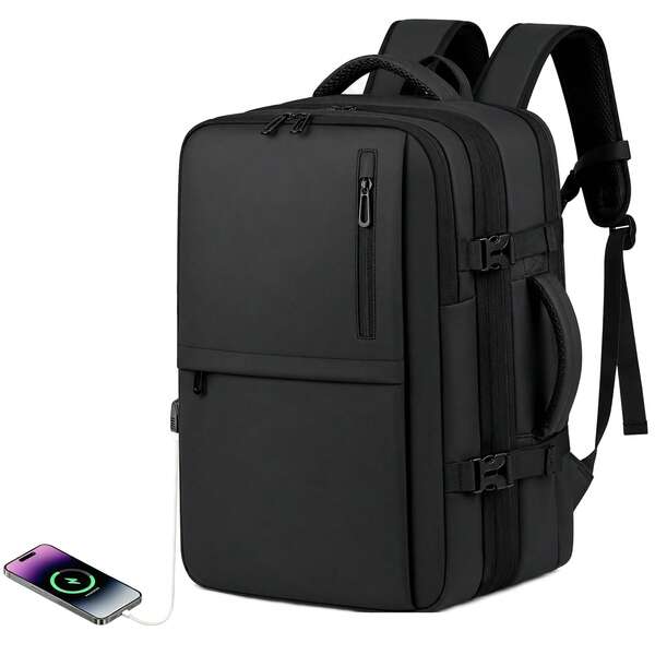 Mochila Multifuncional Expansível para Notebook 17,3" com Porta USB – Design Moderno de Grande Capacidade para Trabalho, Viagens e Faculdade