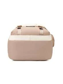 Two-Tone Multi-Zip Pocket Student Rucksack, Detachable Small Accessory Pouch Adjustable Side Buckle Backpack For Daily Commute Weekend Trips - Khaki - View 6