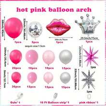 Este conjunto de 143 piezas presenta un arco de globos con corona de estrella plateada explosiva, rosa brillante y rosa, con lentejuelas de lámina, perfecto para fiestas de cumpleaños, baby showers, despedidas de soltero/soltera, despedidas de novia, fondos de boda y decoración del hogar. - Ver 6