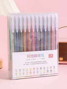 1 Set de Marcadores de Acuarela con Brillo de Colores, Marcadores Capas para Planificador de Estudiantes y Garabatos - Multicolor - Ver 10