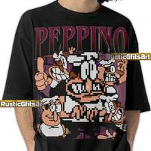 PEPPINO PIZZA TOWER T-Shirt, Personalized Peppino T-Shirt For Italian Men, Vintage Replica Peppino Spaghetti T-Shirts, Gift For Pizza Tower Fans - Black - View 1