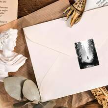 49PCS Retro Atmospheric Ink Wash Stickers, Vintage Monochrome Forest & Mystical Nature Aesthetic Cutout Sticker Set For Journals, Scrapbook, Planner & Creative Collage - Stamp - View 3