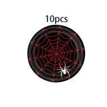 10pcs/20pcs/70pcs/71pcs Red Blue Black Spider Web Party Tableware Set, 9/7 Inch Paper Plates, 3.5 Inch Tall Paper Cups, 6.5 Inch Napkins, 42x70 Inch Plastic Tablecloth, Suitable For Birthday, Halloween, Hero Theme Party Decoration - Multicolor - View 16
