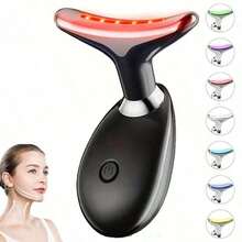 Home Facial And Neck Massager, Facial Massager, 3-Color Light Mode, Heating Mode, Skincare, Improve Skin Smoothness And Brightness - White - View 10