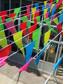100/200/500pcs Colorful Banners Rainbow Flags Multicolor Fabric Bunting Garlands, Suitable For Grand Opening Ceremonies, Birthday Parties, Celebrations, Classrooms, Outdoor Garden Holiday Decorations, Shop Decor - A - View 4