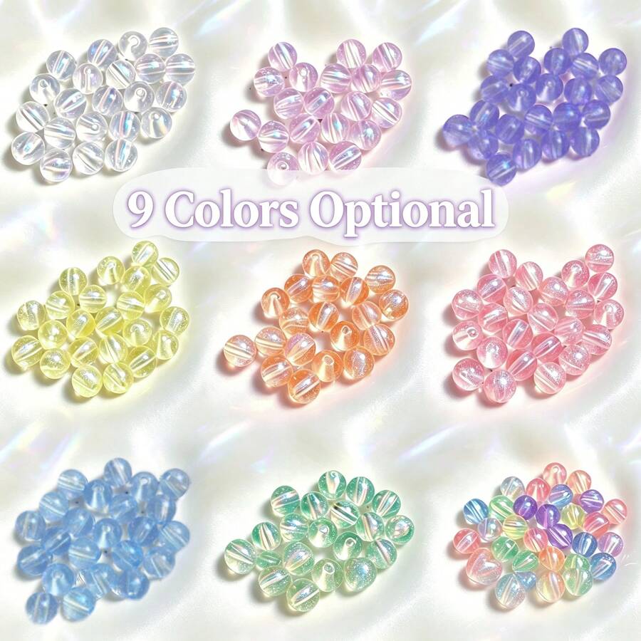 100顆 10mm 壓克力多色美人魚珠-幻彩圓形散珠,適用於DIY手鍊、項鍊與鑰匙圈珠寶製作,激發手工設計靈感 - 彩色 - 查看 1