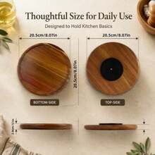 1pc Round Rotating Wooden Tray, 360° Swivel Wooden Tray, Kitchen Spice Rack, Tray, Kitchen Accessories, Wooden Tray, Spice Container, Kitchen Storage Utensils, Kitchen Decor, Rotating Tray, Solid Wood Tray, Rotating Wooden Tray, Round Multi-Function Tray, Round Wooden Spice Rack, Suitable For Kitchen Cabinets And Storage Cabinets, Housewarming Gift, Father's Day, Graduation Season Gift - View 4