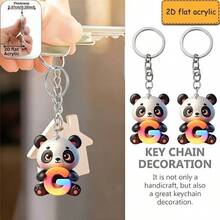 1pc Cute Panda Holding Letter A-Z Cartoon Animal Bag Charm, Colorful Alphabet Pendant, Key Ring For Car Keys Backpack, Kawaii Gift For Friends - Multicolor - View 3