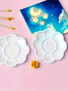 20pcs Plastic Flower-Shaped Palette Set, 3 Sizes, Suitable For All Levels Of Artists, Portable Painting Tray, Applicable For Acrylic/Oil/Watercolor, Suitable For Children And Adults, Classroom And Home Art Projects, Easy To Clean, Stackable Design - 20-piece Color Palette - View 5