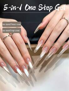 MISS SHAKA Vernis à ongles gel 5-en-1 10 ml sans base ni top coat, effet blanc transparent glacé et or clair œil de chat, blanchissant, style haut de gamme, doux, pour salon de manucure et DIY à la maison, nail art, fournitures pour ongles 2026 - Multicolore - Voir 5